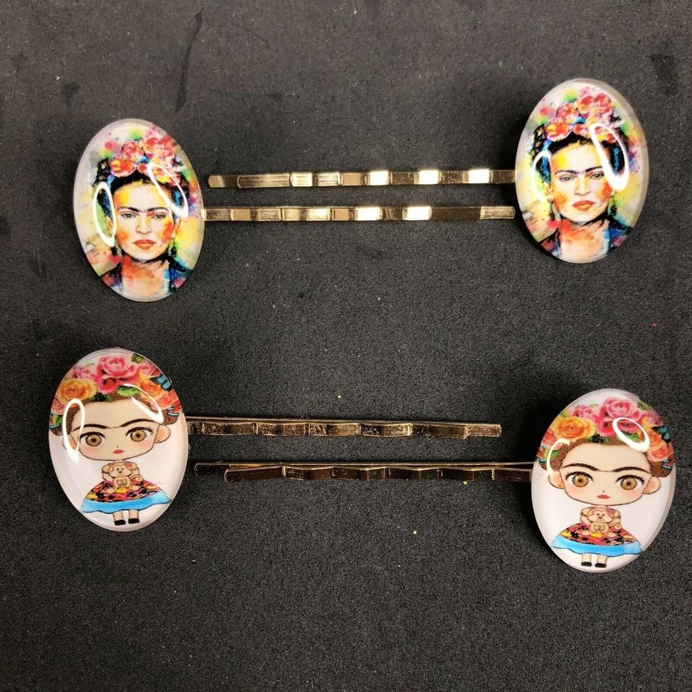 NWT Frida Kahlo Hair Clips Barrettes Colorful Design Boutique New